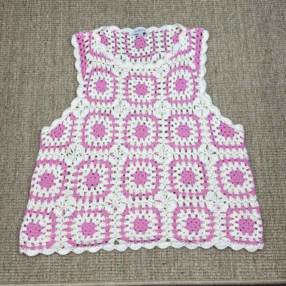 🌸 Gilli Crochet Granny Square Vest | Size 3X | Pink White